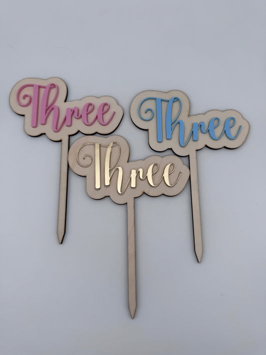 Caketopper 3. Geburtstag - Lovelettering